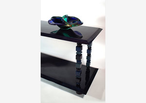 Chiku Console Table, Dark Blue, Angle, Murano