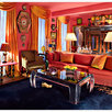 Living Room,Eglomise,Lucite Table,Chinese Rug,Baroque Armoir,Slip Cover,Carl Springer,Denabter,Orrefors, 